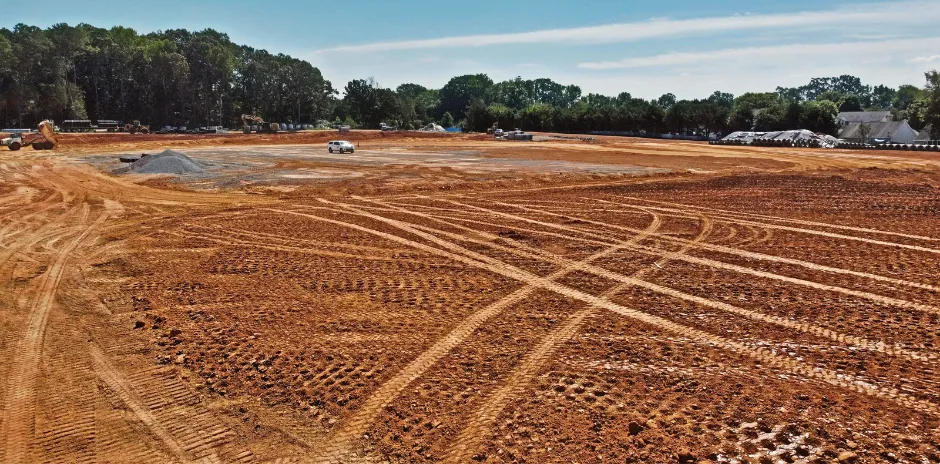 Mass grading and earth moving project in Dallas preparing land for large construction development